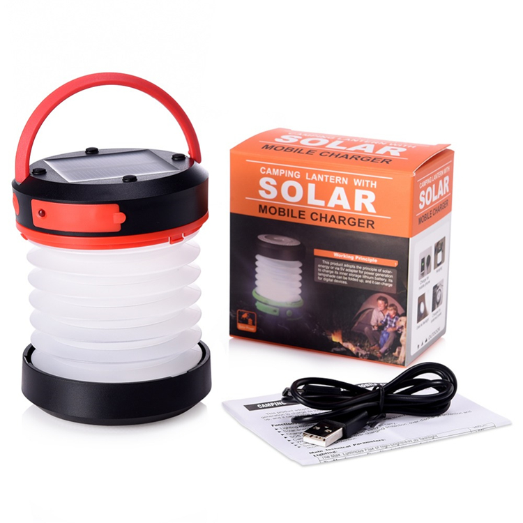 Goldmore High Quality Portable Collapsible Rechargeable Solar LED mini Camping lantern1W LED Solar Camping light for Outdoor