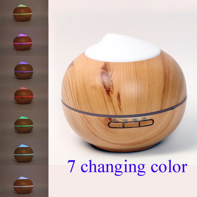 Amazon Top Hot Oil Aromatherapy Diffuser Ultrasonic Wood Grain Air Humidifier with Led Lamp