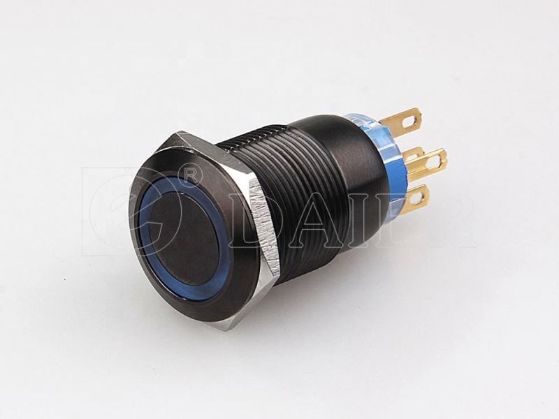 19MM Flat Button Ring Illuminate Momentary Or Latching Waterproof IP67 Metal Micro Pushbutton