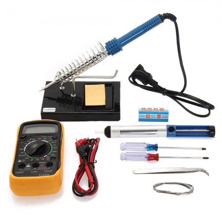 10in1 60W 110V Electric Solder Iron Tool Kit with Iron Stand Desoldering Pump