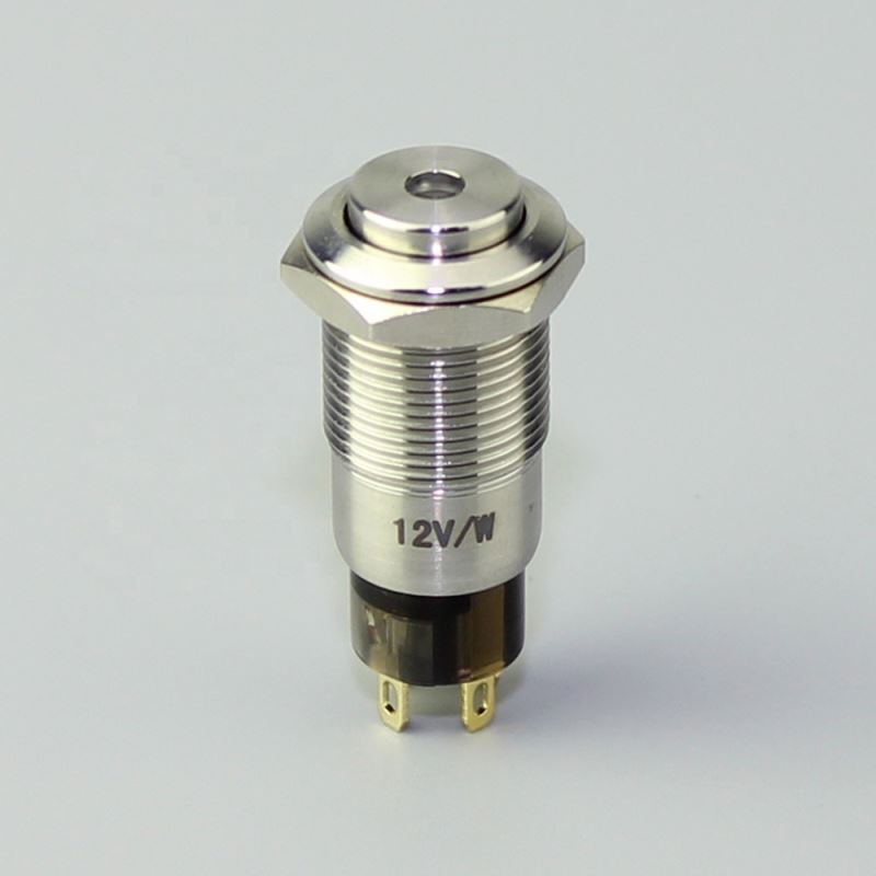 GQ-12H-10DL 12mm High Button Latching 4 Pin Metal Switch