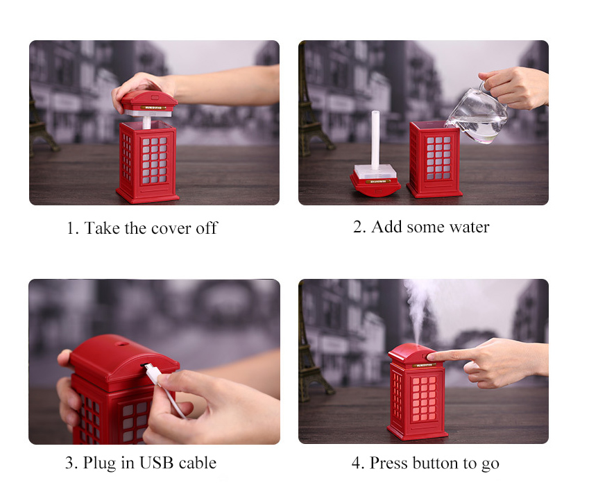 300ml Creative Phone Booth Humidifier USB Mini Home Mute Office Air Aromatherapy Diffuser