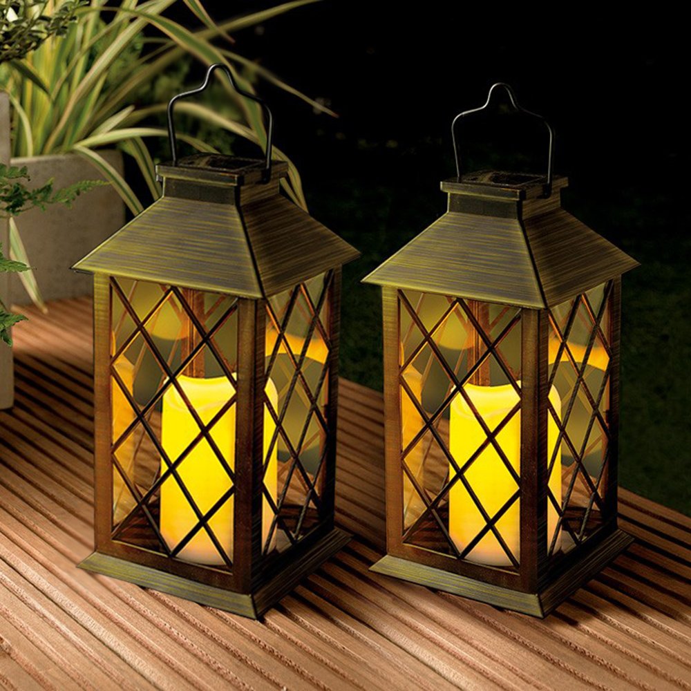 Hot Sale Solar LED Waterproof Decorative Hurricane Lamp Flameless Candle Lantern