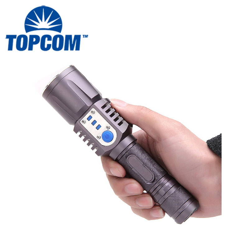 New Practical 2000 Lumens High Power Waterproof Flashlight XML T6 LED USB Rechargeable Flashlight