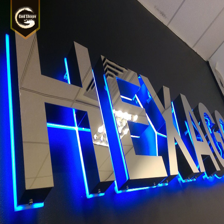 Stainless Steel acrylic sign makers led backlit channel illuminated 3D embedded illuminated letter