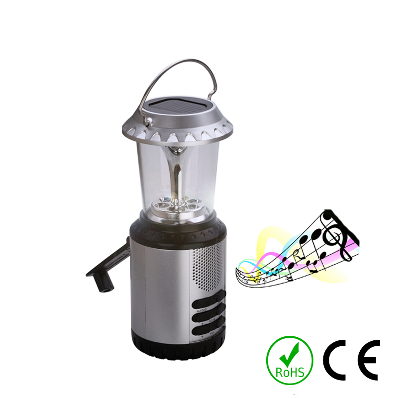 Camping Outdoors Hand Crank Solar Rechargeable Lamp With Radio