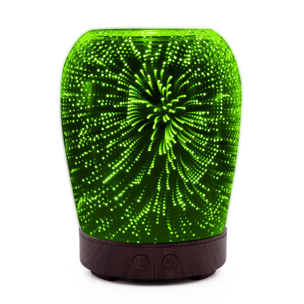 Original Factory CE RoHS FCC Electric Aroma Diffuser Ultrasonic Starburst Humidifier 100ml 3D Glass Material Plus PP Tank