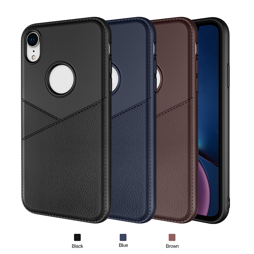 Slim Business Style Leather Pattern Case for iPhone XR Soft TPU Cover