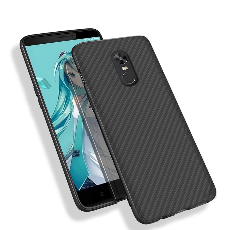 Matte Finish Carbon Fiber Textured Light Thin Shock Absorbing Bumper Skin Back case For Redmi note 4X