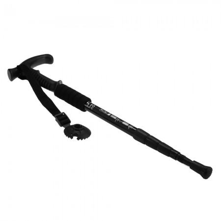 Walking Stick 4 Sections Adjustable Climbing Trekking Hiking Black