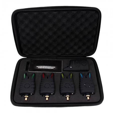 Set 4 PCS Wireless Fishing  Alarm LED Alert + Receiver for Carp Fish Tackle