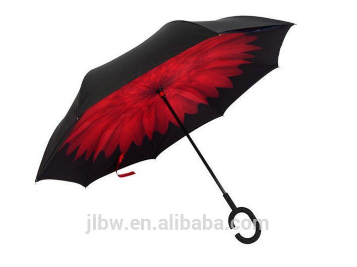 Strong handle popular design inverted umbrella with c handle for Amazon