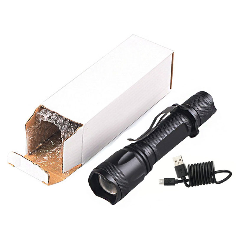 Hot sell  Rechargeable 10 Watt T6 Led Torch Micro Charging USB Rechargeable LED Flashlight