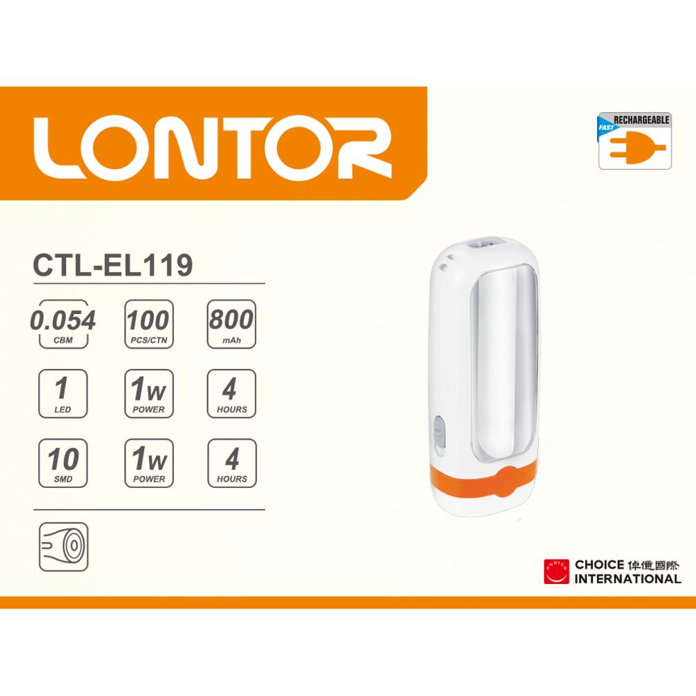 LONTOR brand rechargeable mini LED emergency light with torch function   CTL-EL119