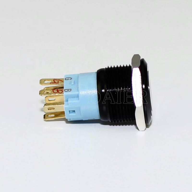 IP67 19mm ON OFF 24V Ring Lighted 2 Position Push Button Switch