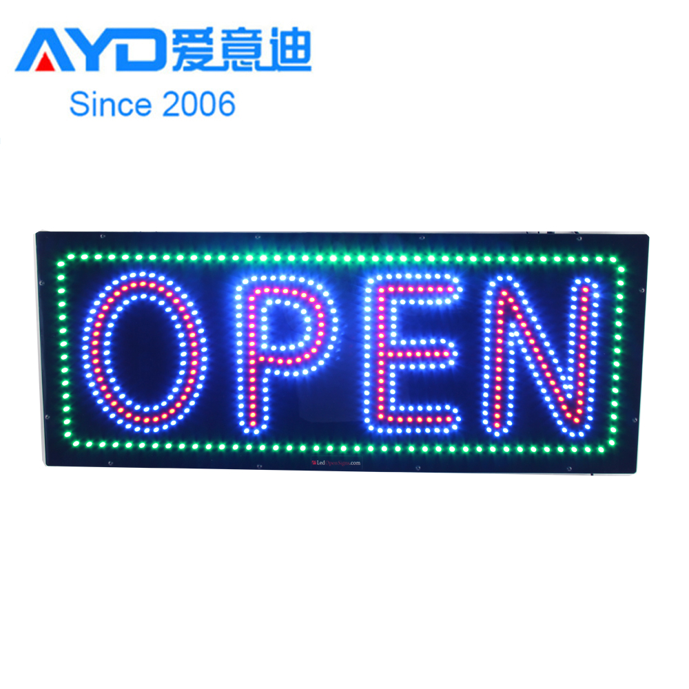 Hidly 13*32 Inch Super Bright LED Open Sign, Customized Large Size Business Shop Advertising Animated Display Billboard