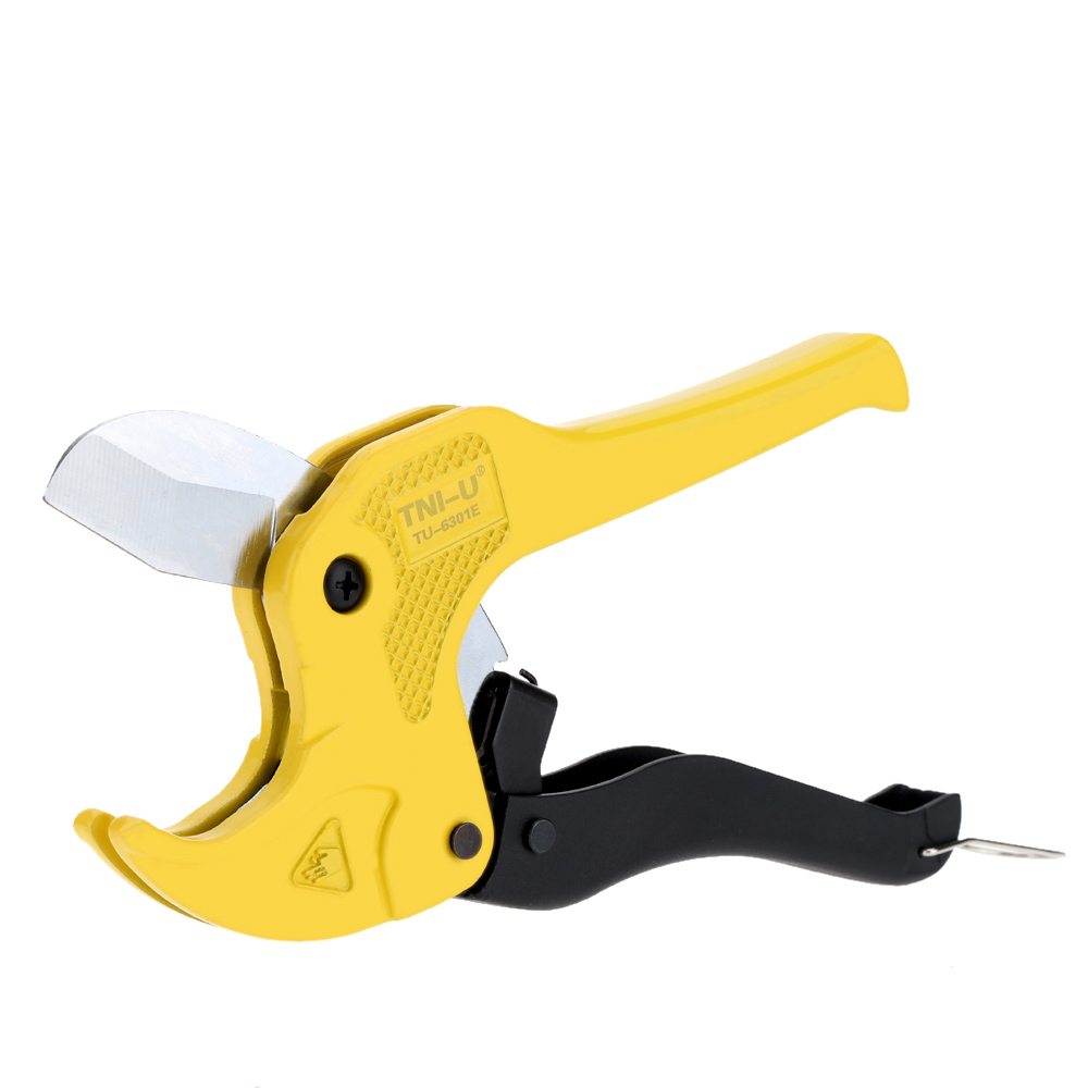 TNI-U TU-6301E Ratcheting PVC Pipe Cutter High Quality Plastic Pipe and Tubing Cutter Dual Colors Handles Sharp Cutting Tool