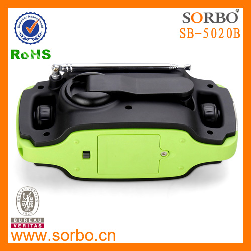 SORBO Multi-function LED Solar Flashlight with Hand Crank AM FM Headset Radio Dynamo ABS Torch Light with Mobile Phone Charger