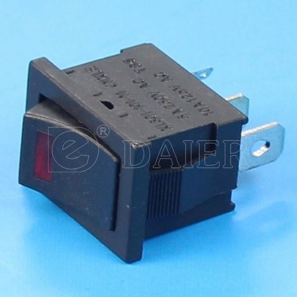 6A 250VAC ON OFF 4PIN Double Pole Square Illuminated Rocker Switch 3V