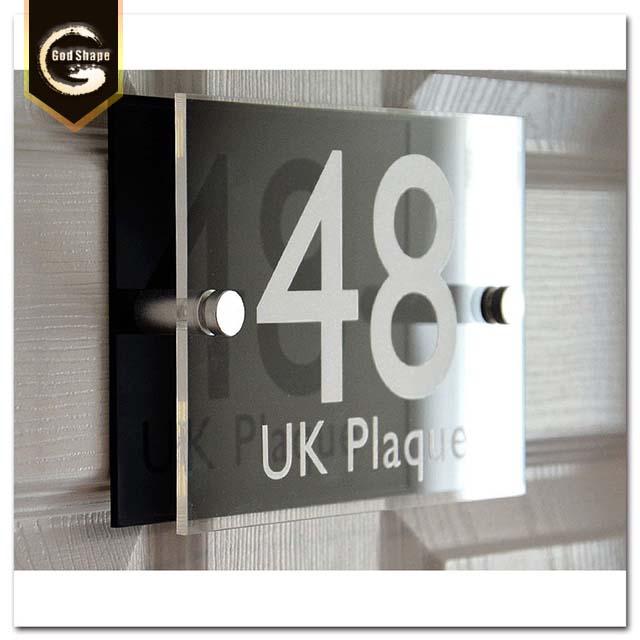 Wholesale glass modern design house sign number sign plate