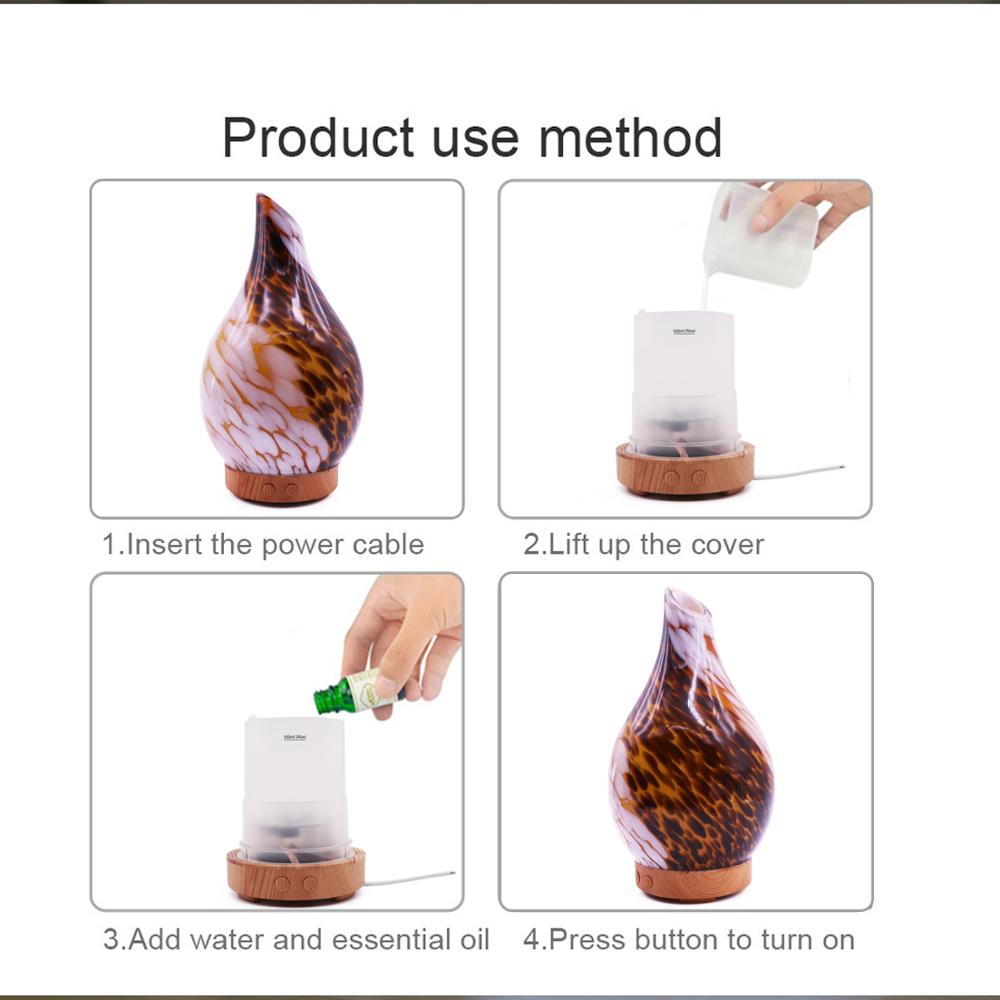 High Quality 100ml Marble Glass Aroma Diffuser 24V Humidistat Humidity Control LED Light Diffuser Air Humidifier