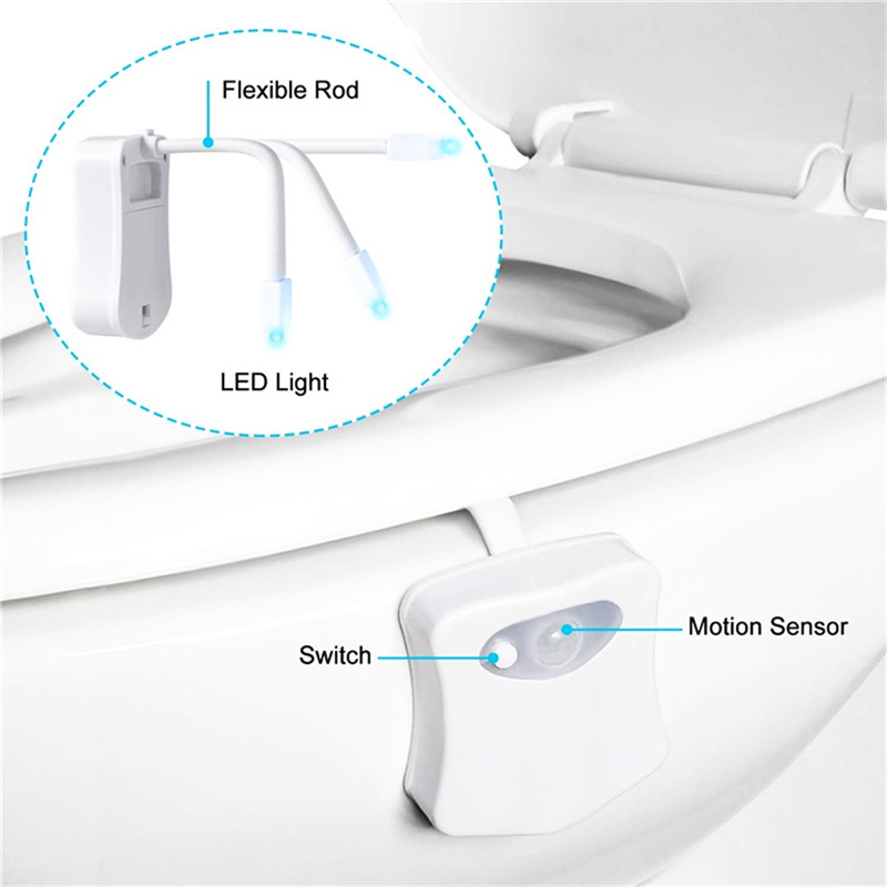 Smart Motion Sensor Toilet Seat Night Light 8 Colors Waterproof Backlight For Toilet Bowl LED Luminaria Lamp WC Toilet Light