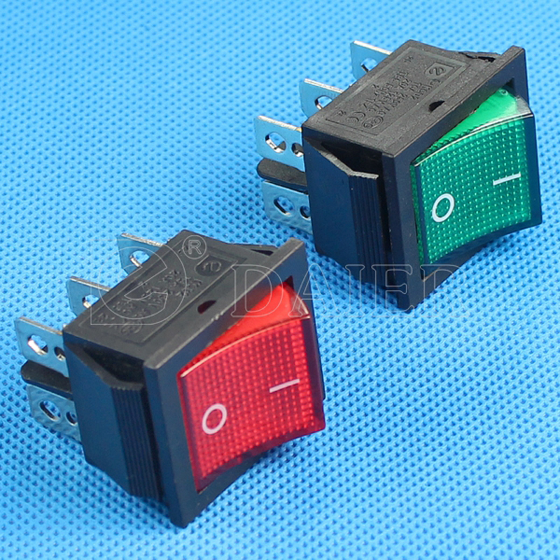 KCD2-202N DPDT ON-ON 6 Pin Illuminated 16A 12V Rocker Switch 250V T125