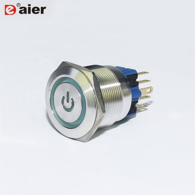 25mm Waterproof Push ON OFF Power Ring Light Double Push Button