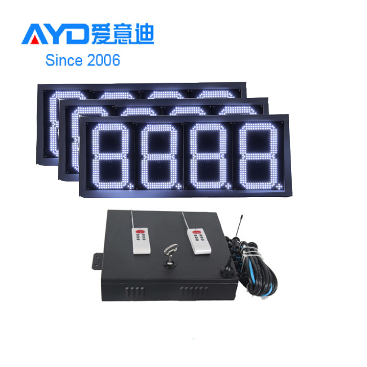 Hidly 16 Inch Outdoor High Bright and Low Voltage LED Digital Gas price Signs Complete Package with W/RF Remote Control