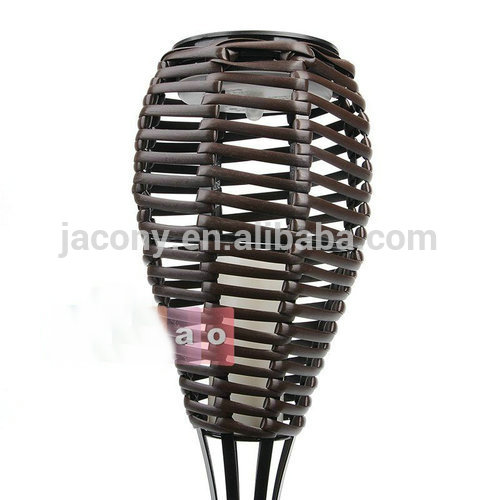 Outdoor solar powered torch light rattan lantern (JL-8549)