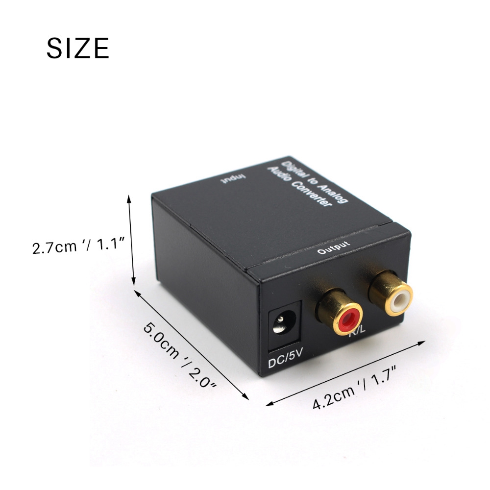 Digital to Analog Audio Converter 3.5 MM Optical Coaxial Toslink Adapter Digital RCA L/R with usb cable