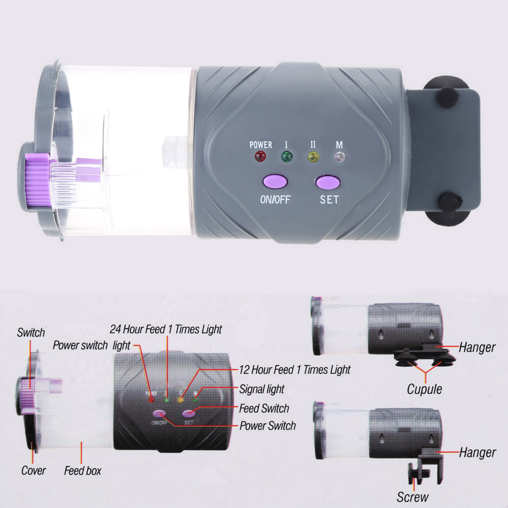 Practical Adjustable Outlet Aquarium Tank Auto Food Timer Fish Tank Feeding Dispenser Automatic Fish Feeder