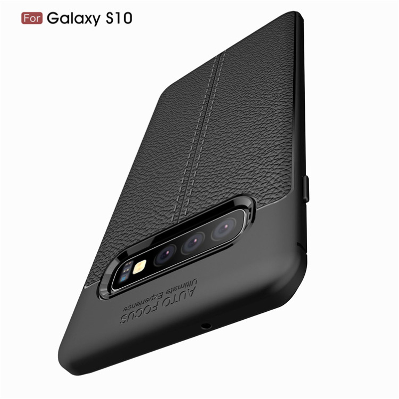 Carbon Fiber Lichee Pattern tpu For Samsung galaxy S10 Soft TPU Case