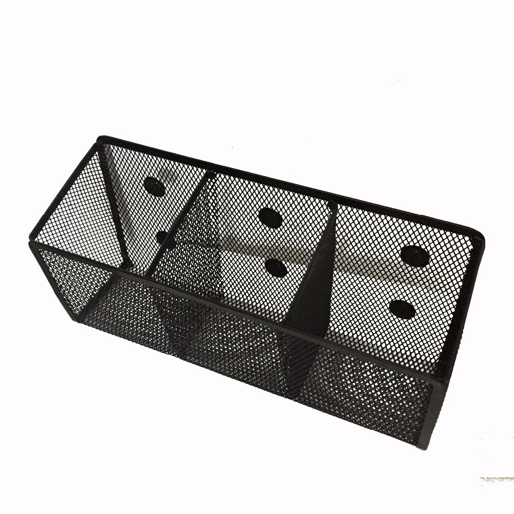 Desktop stationery 3 Compartments Mesh Pen Holder wall mount Make-up box magnetic pencil pen cup