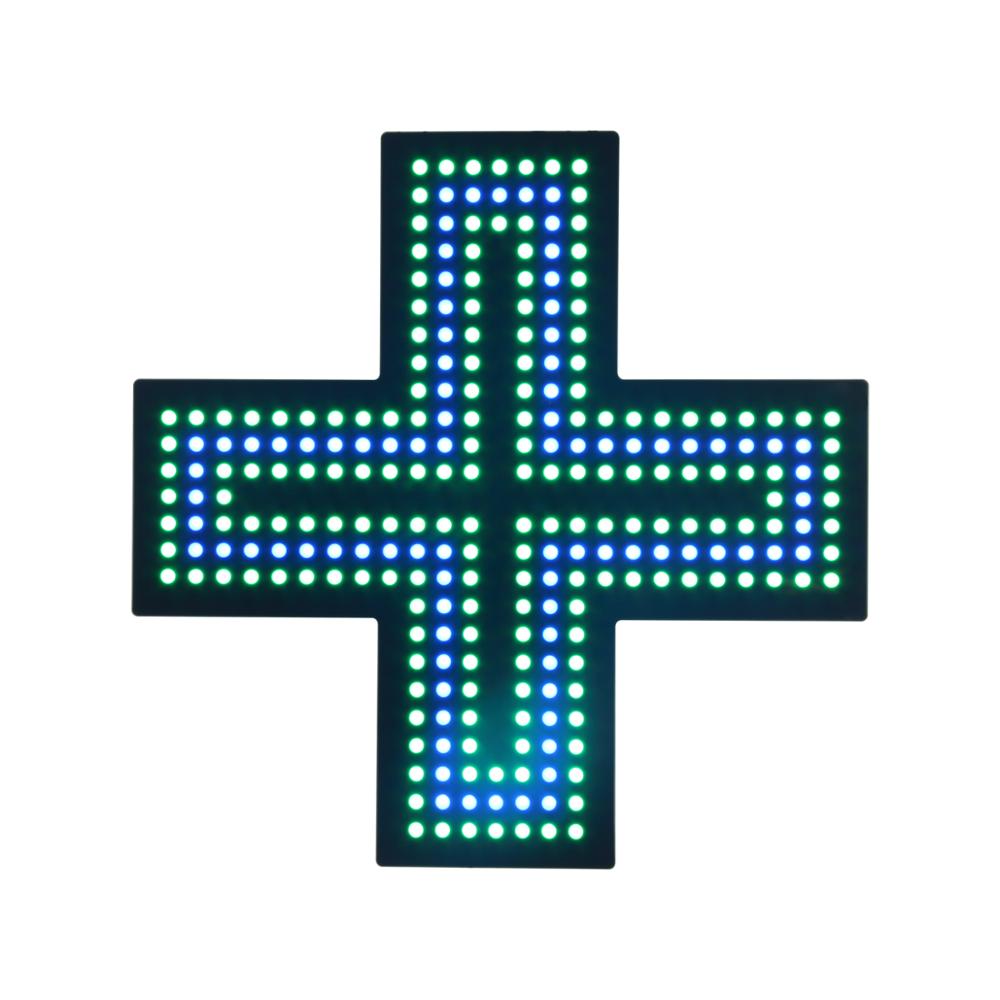 Hidly Indoor Use 19*19 Inch Green and Blue Pharmacy Cross LED Sign Super Bright Advertising Display Board for Hospital, Church