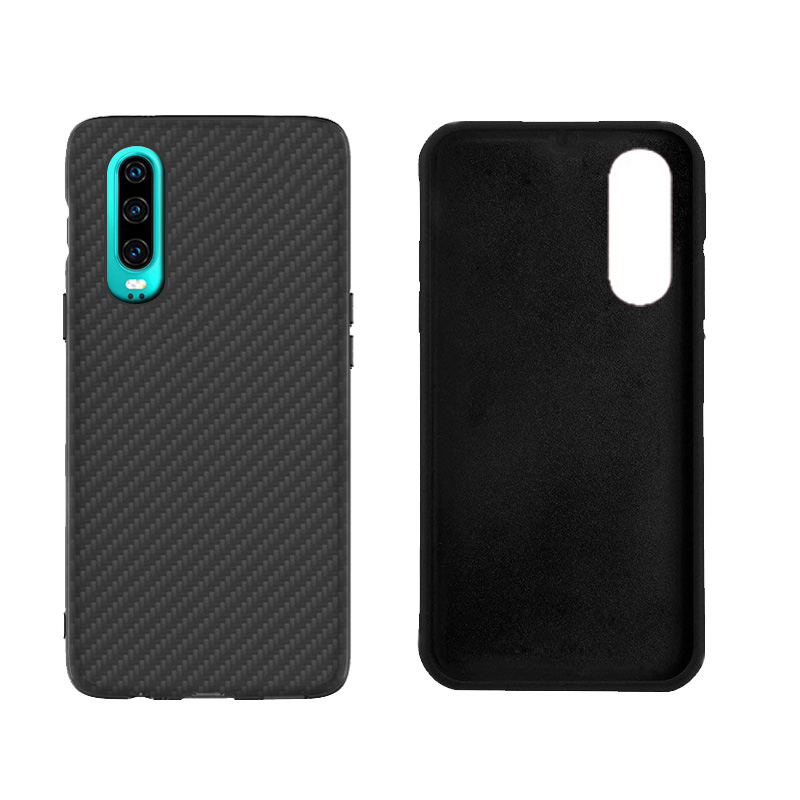 Matte Finish Carbon Fiber Textured Light Thin Shock Absorbing Bumper Skin hard case for Huawei P30