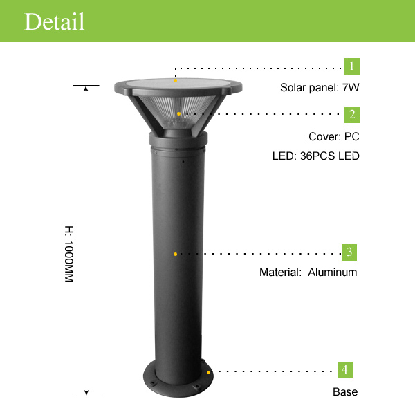 Solar Lawn Light Garden Outdoor Led Bollard Light Waterproof