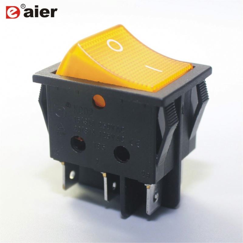 6PIN Double Pole Double Throw Rocker Switch Illuminated 20A 250V T85