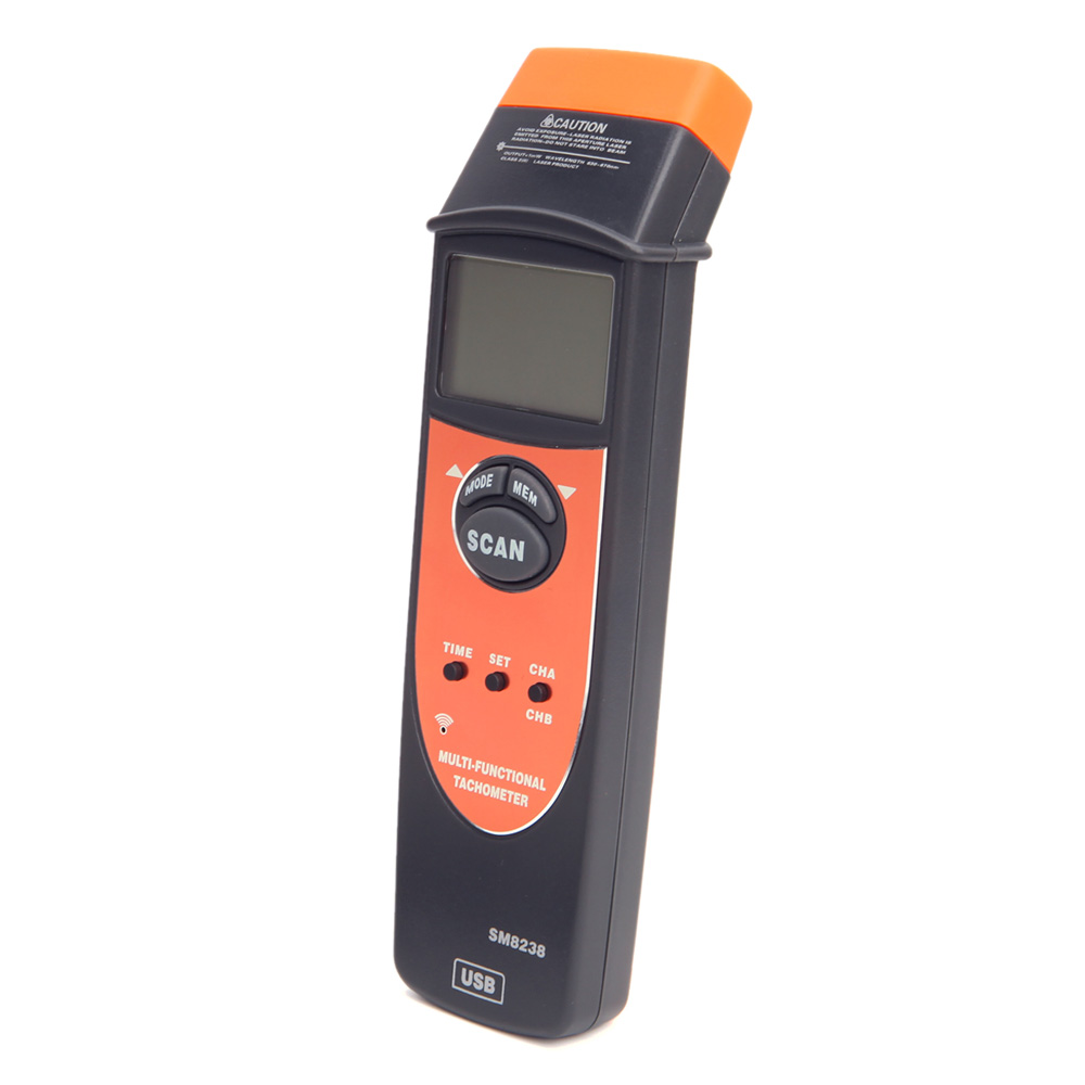 SM8238 Digital Multi-Functional Tachometer Tacho Meter RPM Record Meter Tester with USB Interface
