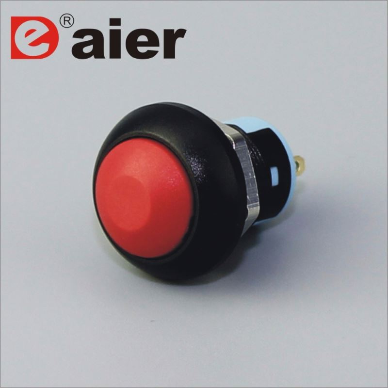 12mm plastic waterproof black white bell push button normally open