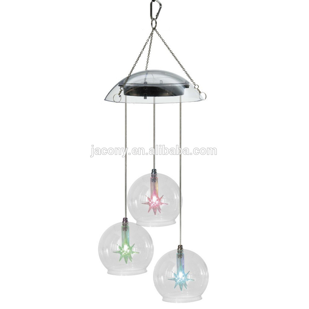 solar hanging light 3 color changing led windchimes (JL-2641)