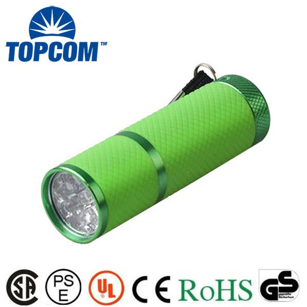 TP-739S5 bright 9 led torch luminous rubber casing aluminum body 9 led torch