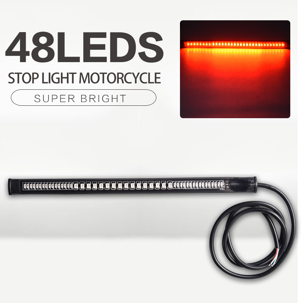 Universal led safety Light Strip Tail Brake Stop Turn Signal 48LED  led light for motorcycle