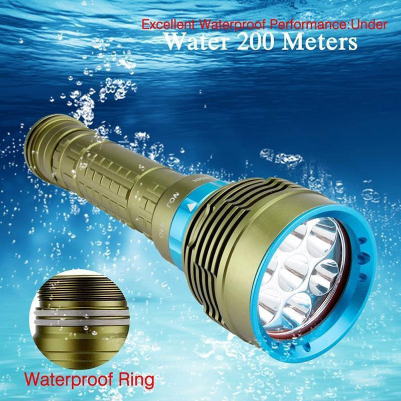 Waterproof Wide Angle Diving Torch xml L2 LED Promotion Emergency Diving Flashlight