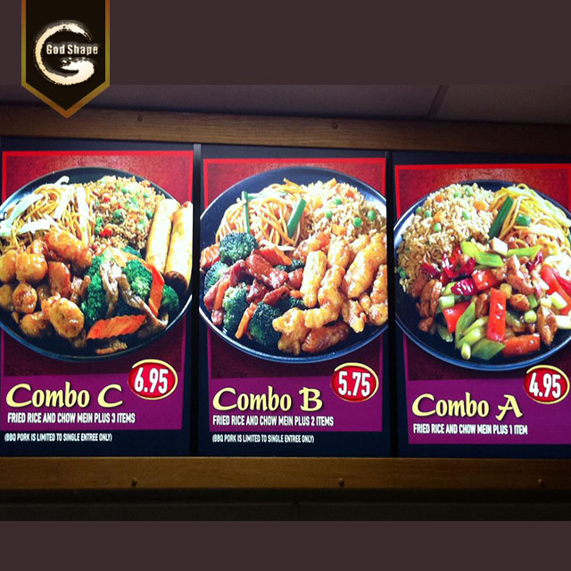 Popular restaurant led menu board lightbox display acrylic light box