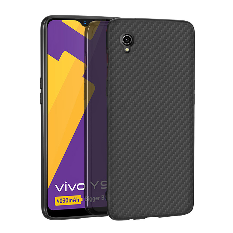 Matte Finish Carbon Fiber Textured Light Thin Shock Absorbing Bumper Skin hard case for Vivo Y90