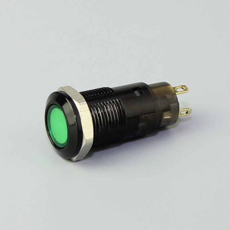 Mini Round Flat Top 5V Ring Illuminated 1NO Plastic IP67 12mm Switch