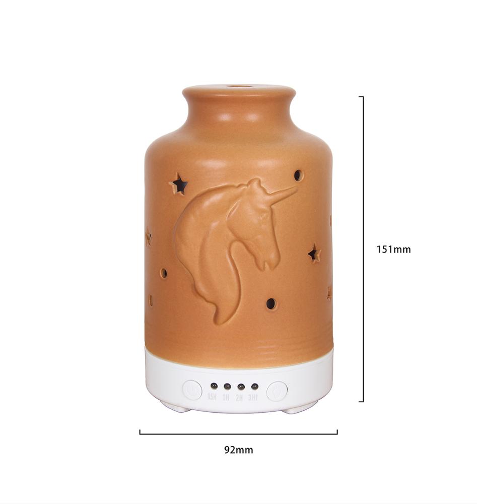 Hildy 100ml Ultrasonic Licorne Pattern Ceramic Aromatherapy Diffuser Humidifier for Purification and Humidification