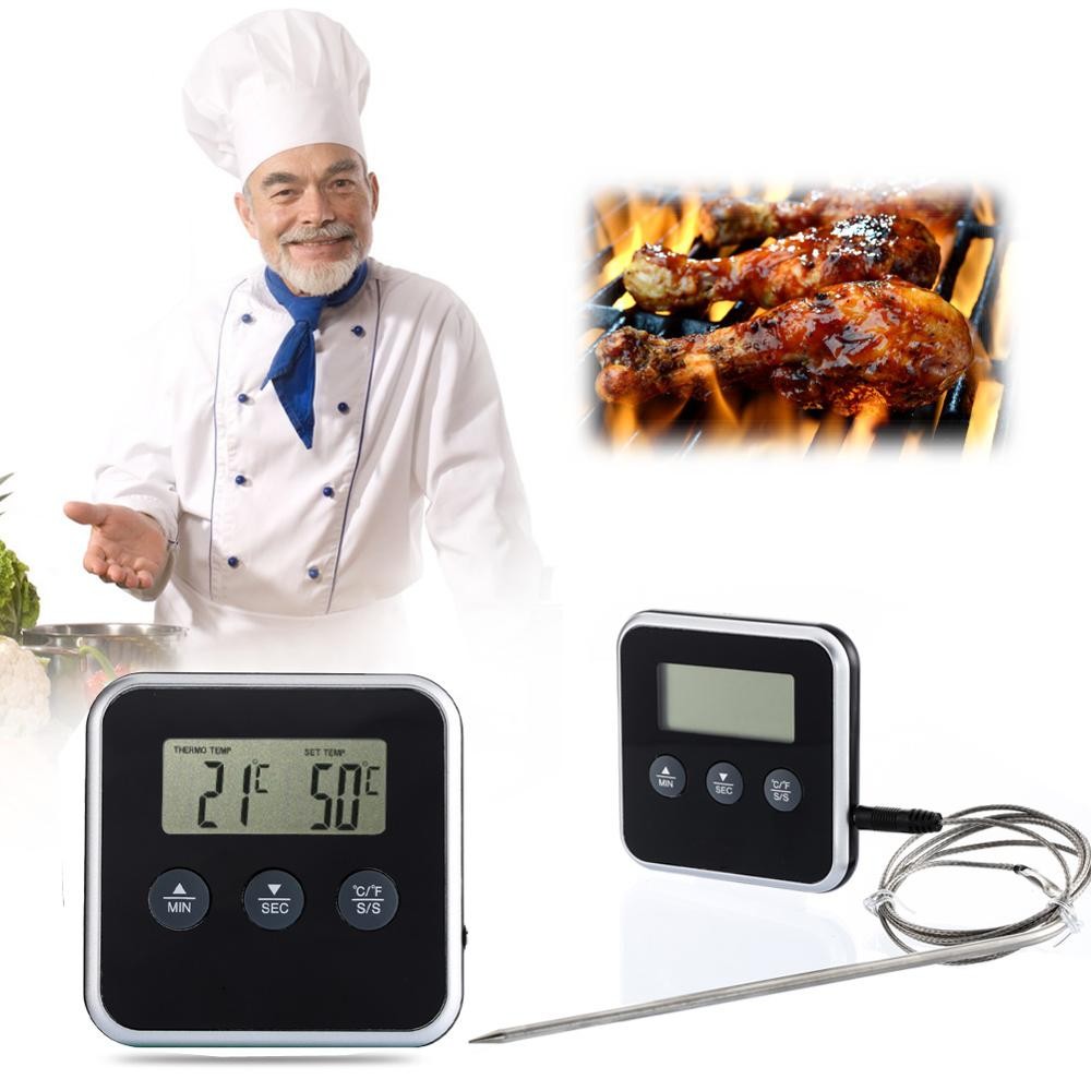 Professional LCD Digital Thermometer Timer Remote Probe Oven Kitchen Meat Barbecue bbq Cooking Food Thermometer With Probe