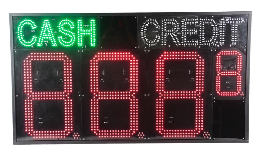 16 Inch 7Segments   Cash&Credit  Red  LED  Digital Price Gasoline LED SIGNS - Complete Package W/ RF Remote Control